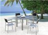 brushed aluminium dining set table chairs